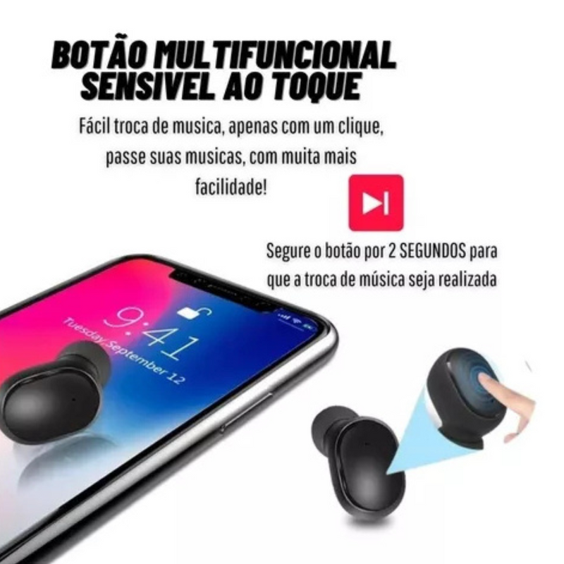 Fone De Ouvido Dual Led, Bluetooth 5.0, Airdots Air, Sem Fio