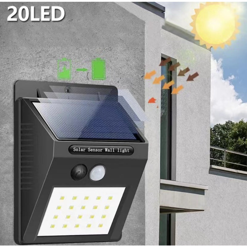 Luminária Com Placa Solar, Led, Com Sensor De Presença Automático 20led