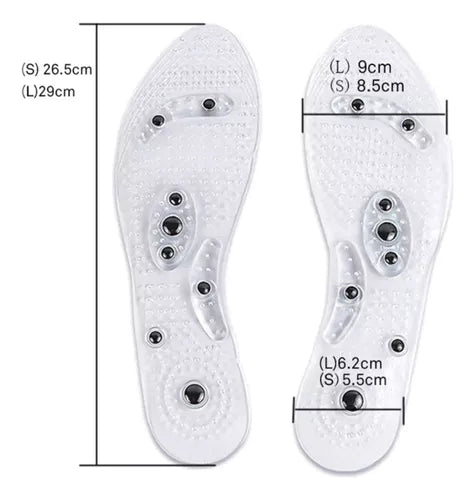 Palmilha de Silicone Magnética, Gel Ajustável, Massagem, Acupuntura, Reflexologia, Circulação - Palmilhas Tenis - NIBUS