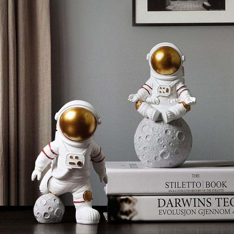 Resina Astronauta, Estátua para Quarto e Escritório, Spaceman, Miniatura Figurines, Acessórios de Decoração, Presentes