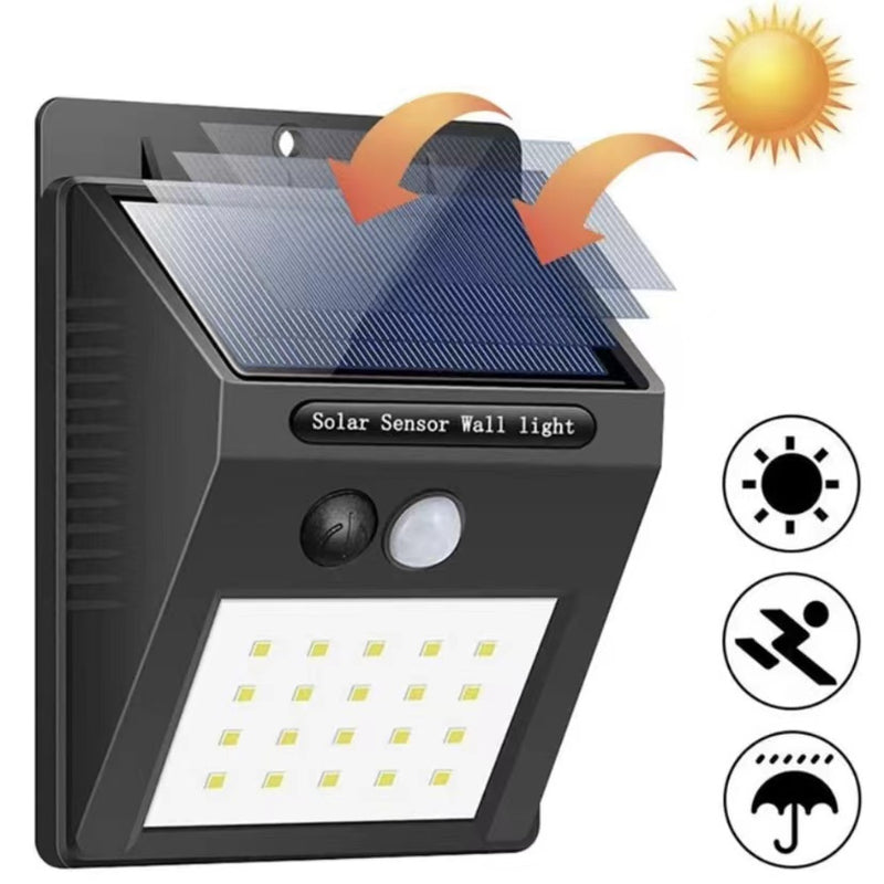 Luminária Com Placa Solar, Led, Com Sensor De Presença Automático 20led