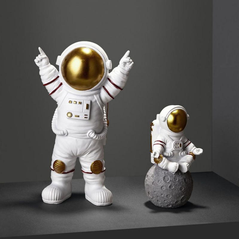 Resina Astronauta, Estátua para Quarto e Escritório, Spaceman, Miniatura Figurines, Acessórios de Decoração, Presentes