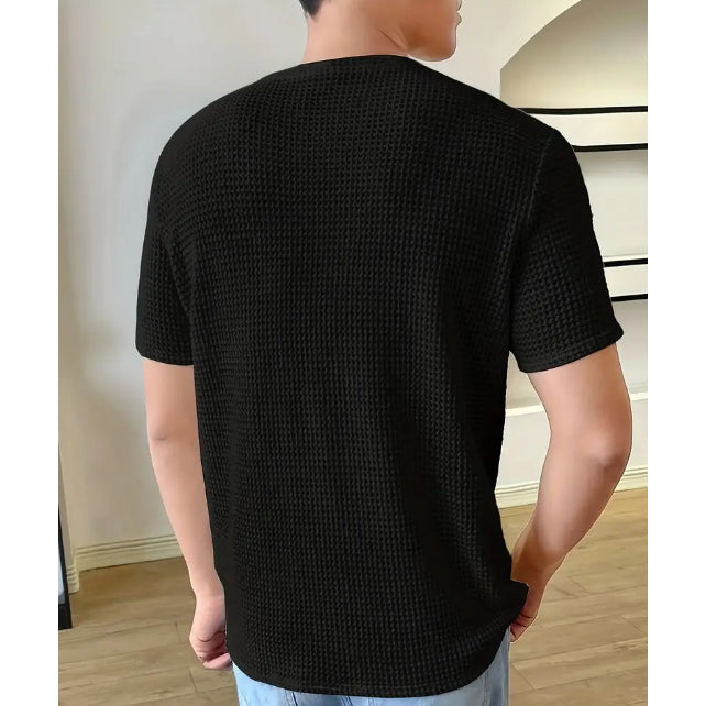 Camiseta casual básica reta texturizada - Malha premium.