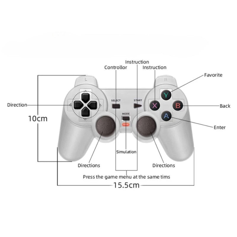 Videogame Stick 10mil, 2 Controles Sem Fio, Console Portatil, Jogos Retrô