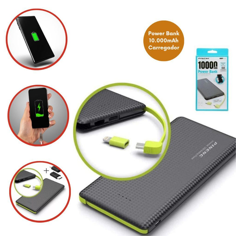 Carregador Portátil, Pineng Power Bank, 10.000mah, IPhone V8