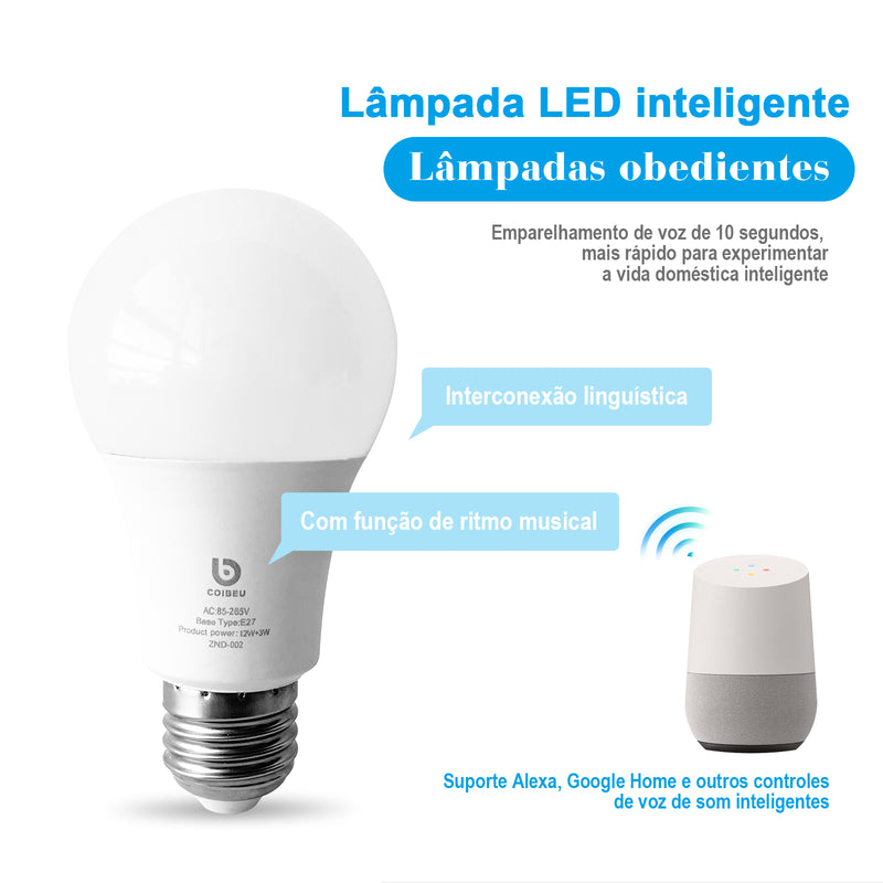 Lâmpada inteligente em LED, Alexa, Multicolorida, 15w