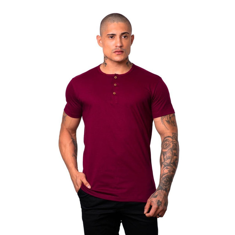 Camiseta Masculina Henley - Gola Padre c/ 3 Botões