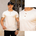 Camiseta Masculina Henley - Gola Padre c/ 3 Botões