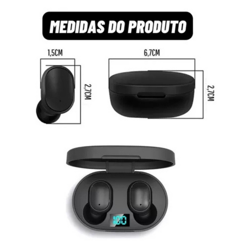 Fone De Ouvido Dual Led, Bluetooth 5.0, Airdots Air, Sem Fio