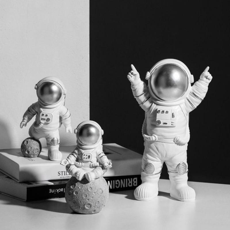 Resina Astronauta, Estátua para Quarto e Escritório, Spaceman, Miniatura Figurines, Acessórios de Decoração, Presentes