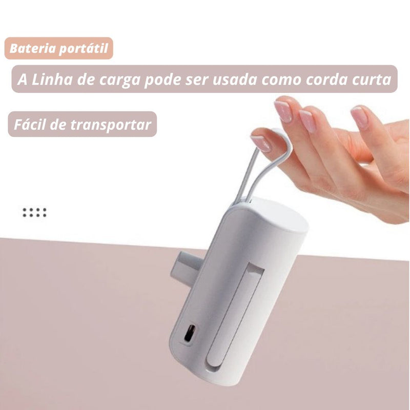 Mini Carregador Portátil Sem Fio, 5000mAh, 2 Em 1